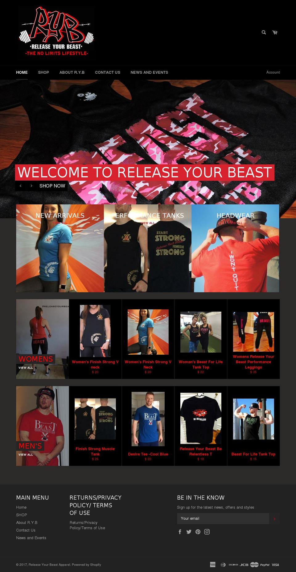 releaseyourbeastapparel.com shopify website screenshot