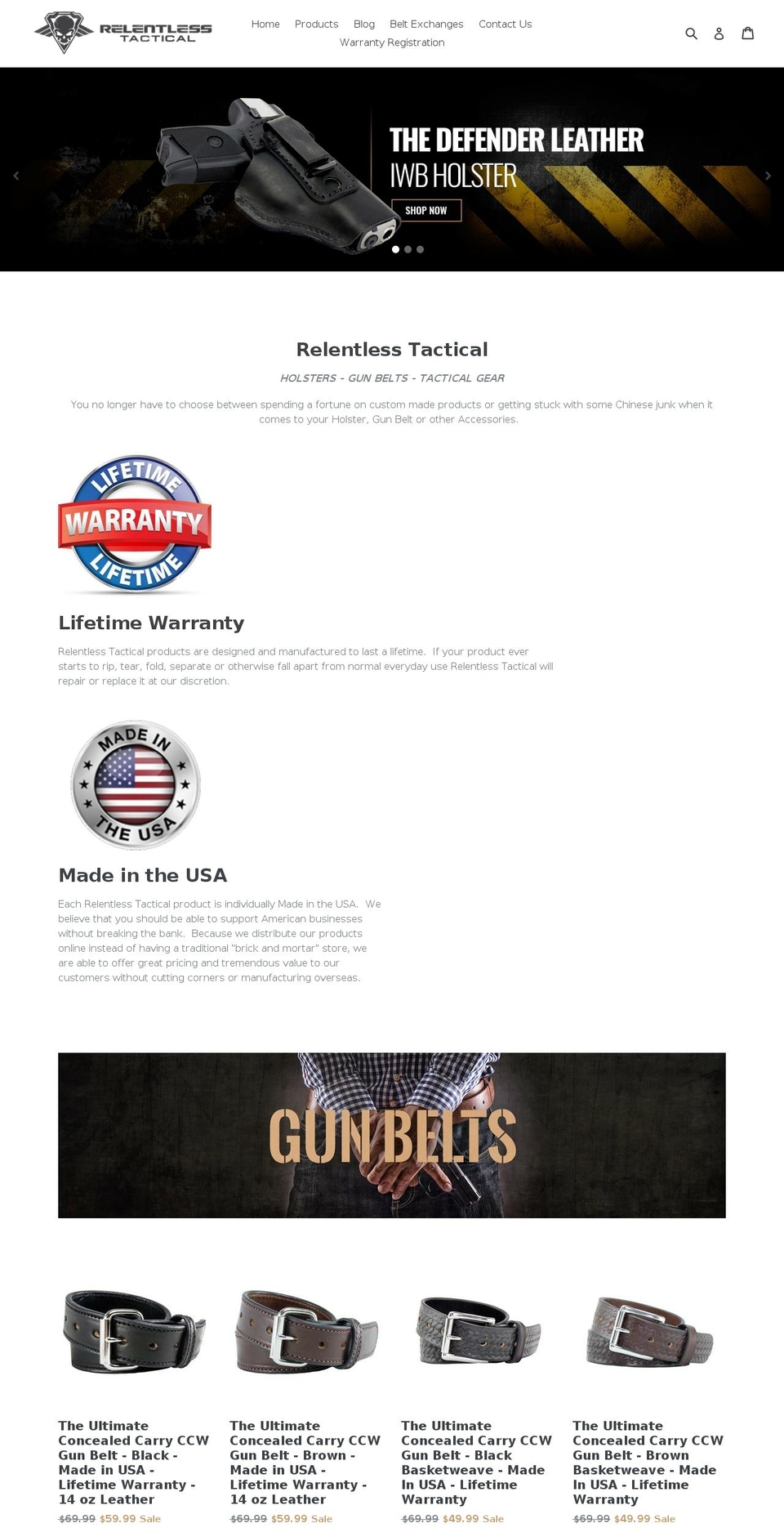 relentless-tactical.com shopify website screenshot