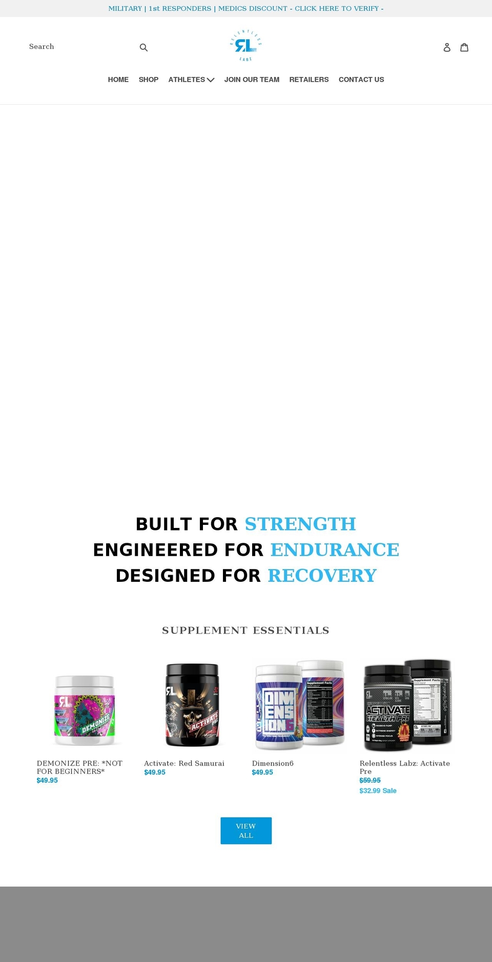 relentlesslabz.net shopify website screenshot