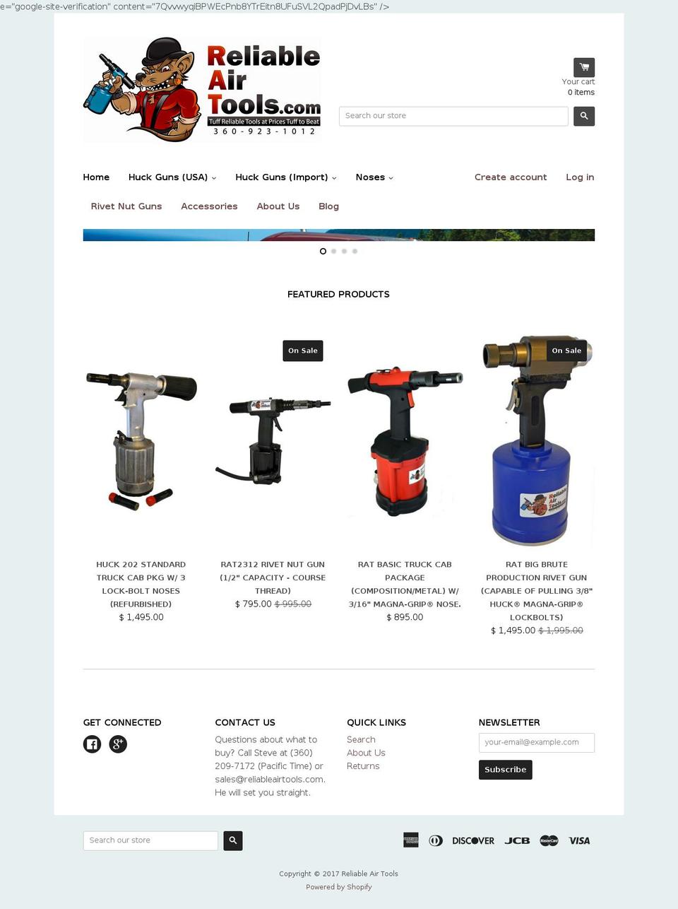 reliableairtool.com shopify website screenshot