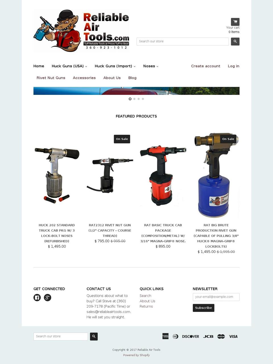 reliableairtools.com shopify website screenshot