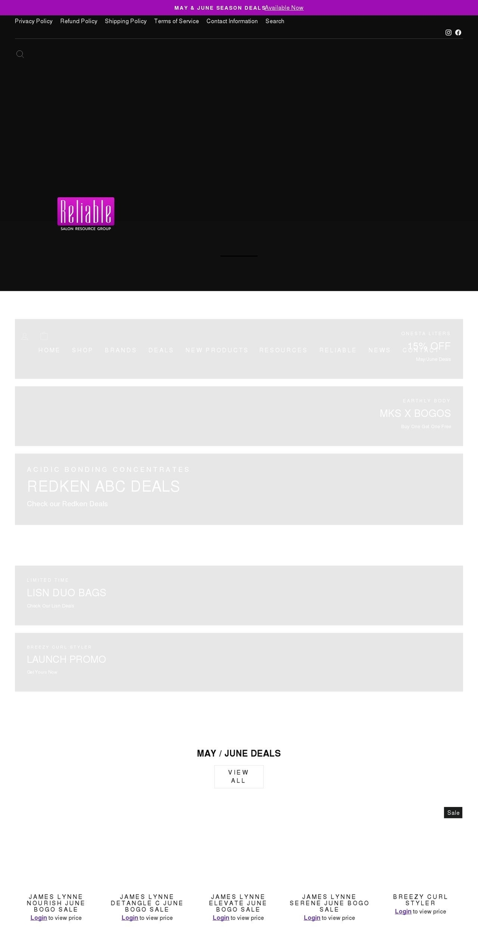 reliablebeautysupply.com shopify website screenshot