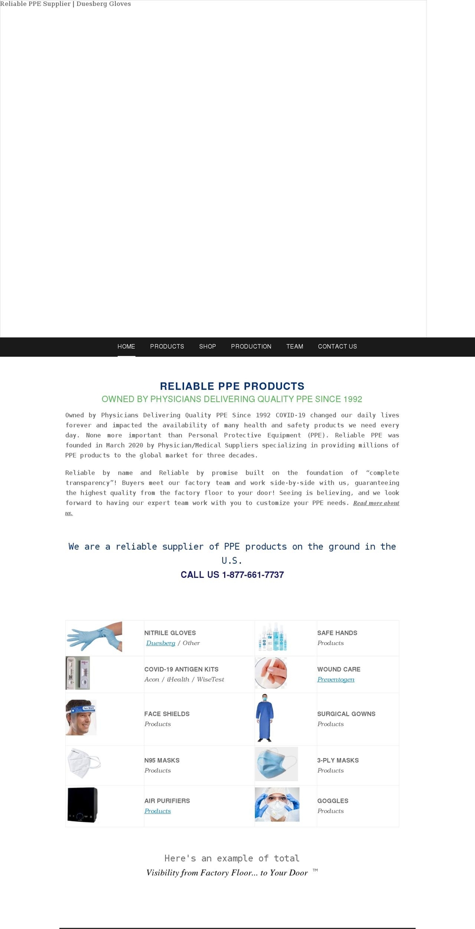 reliableppes.com shopify website screenshot