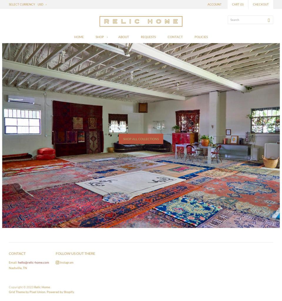 relic-home.com — Shopify storefront screenshot