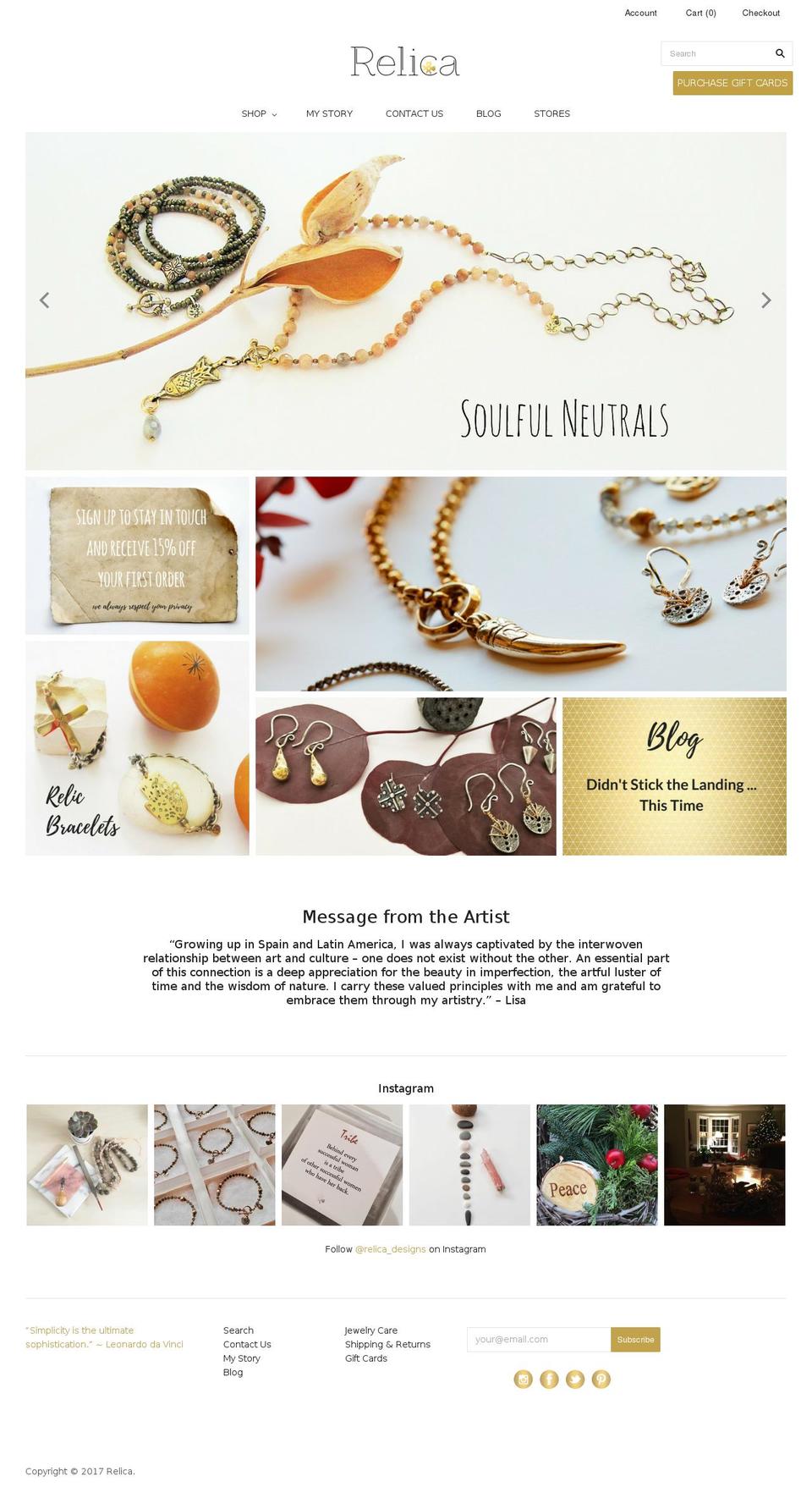 relicadesigns.com shopify website screenshot