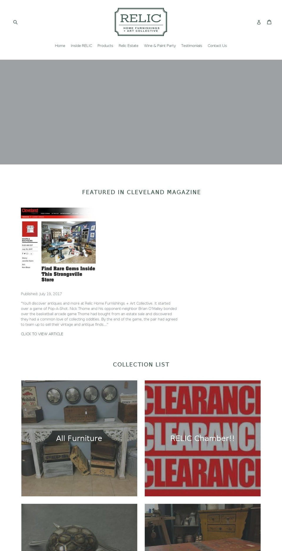relichomefurnishings.com shopify website screenshot