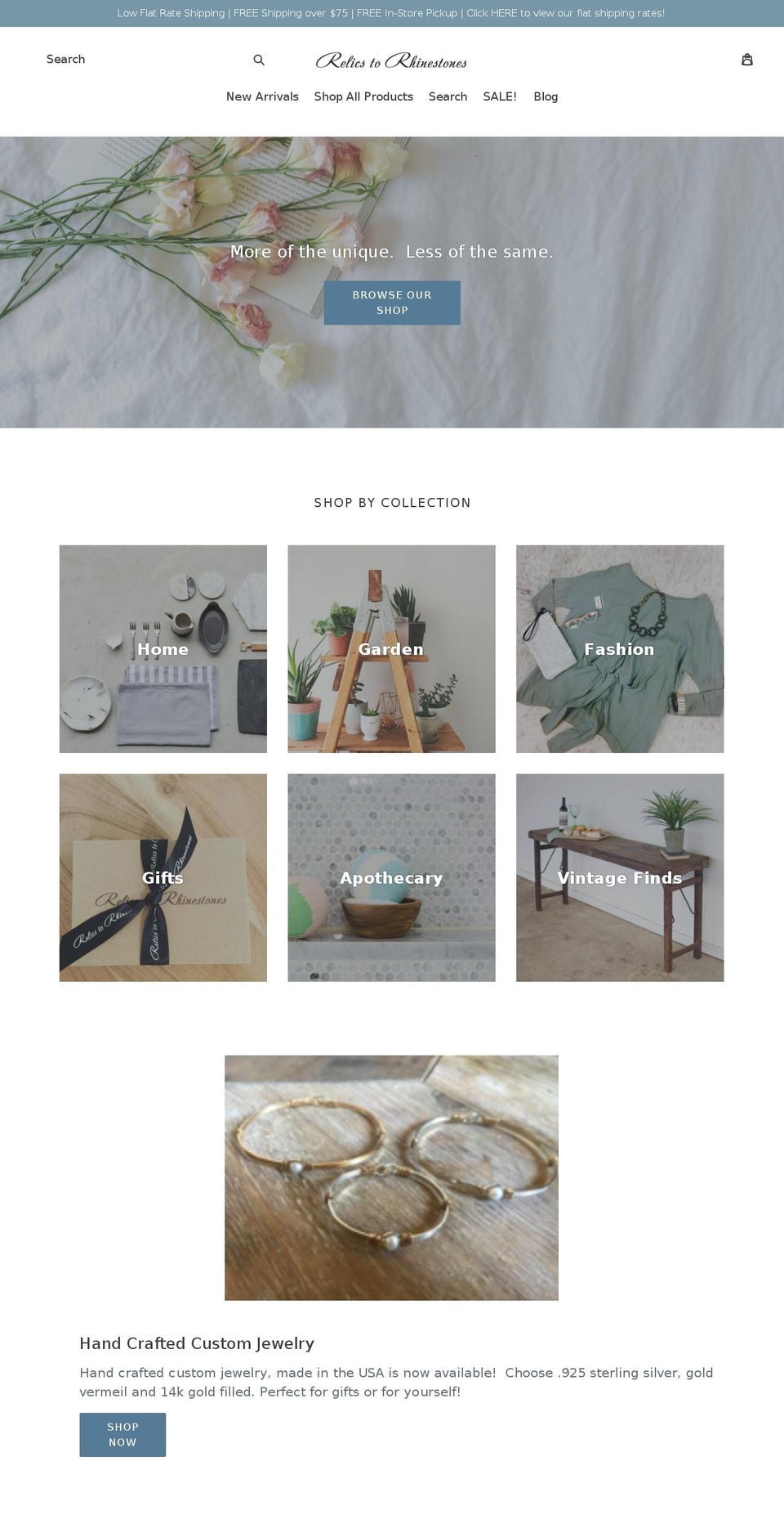 relicstorhinestones.com — Shopify storefront screenshot