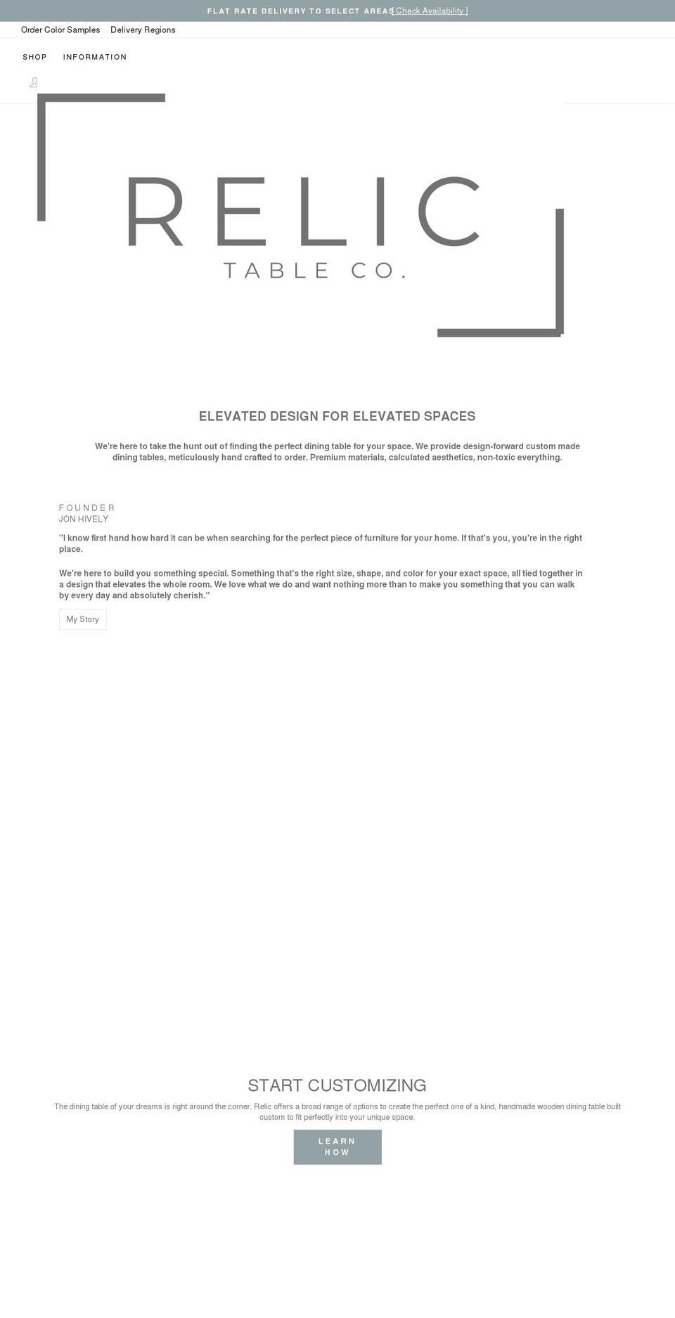 relictables.com shopify website screenshot