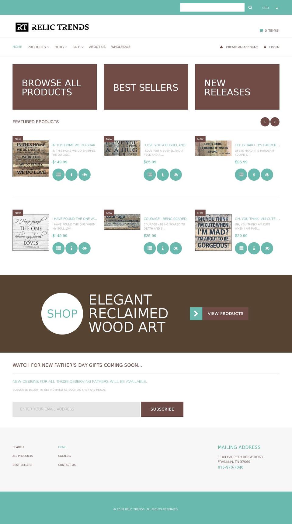 relictrends.com — Shopify storefront screenshot