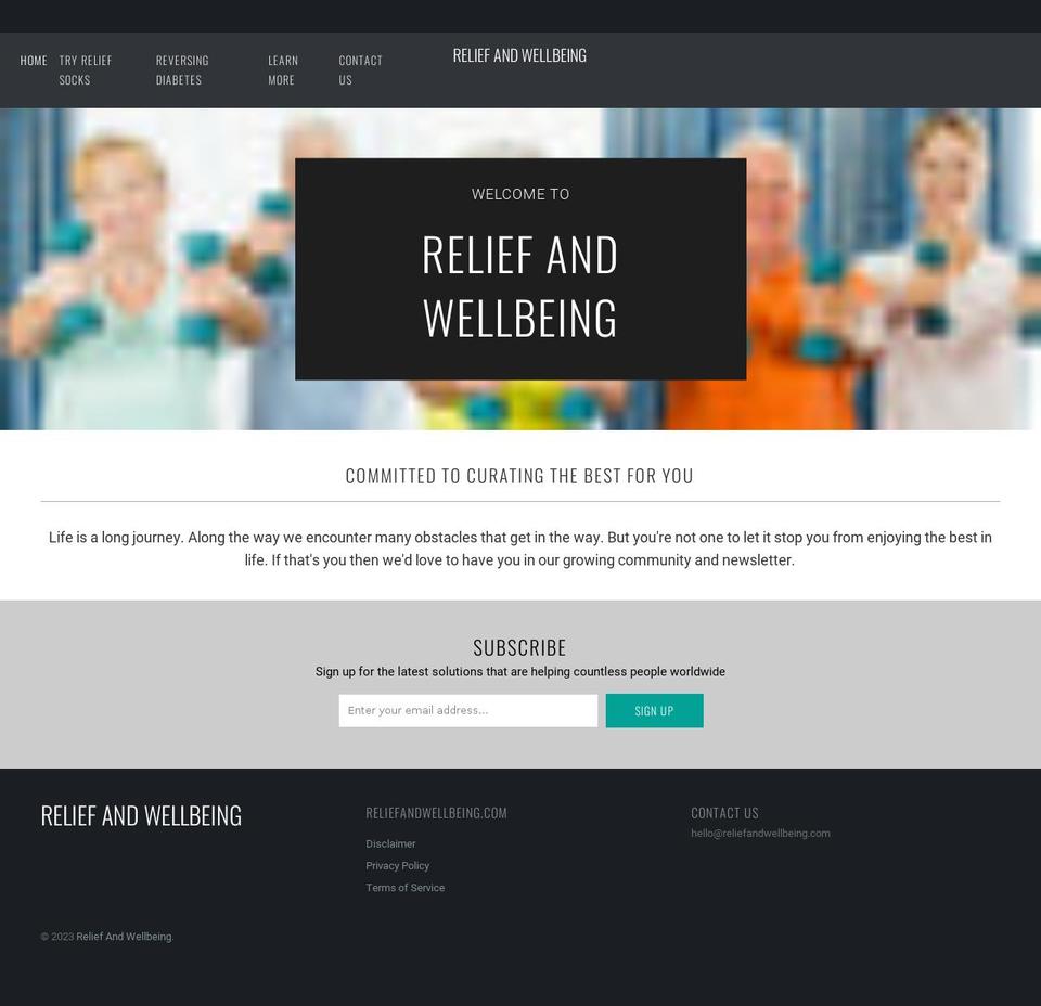 reliefandwellbeing.com shopify website screenshot