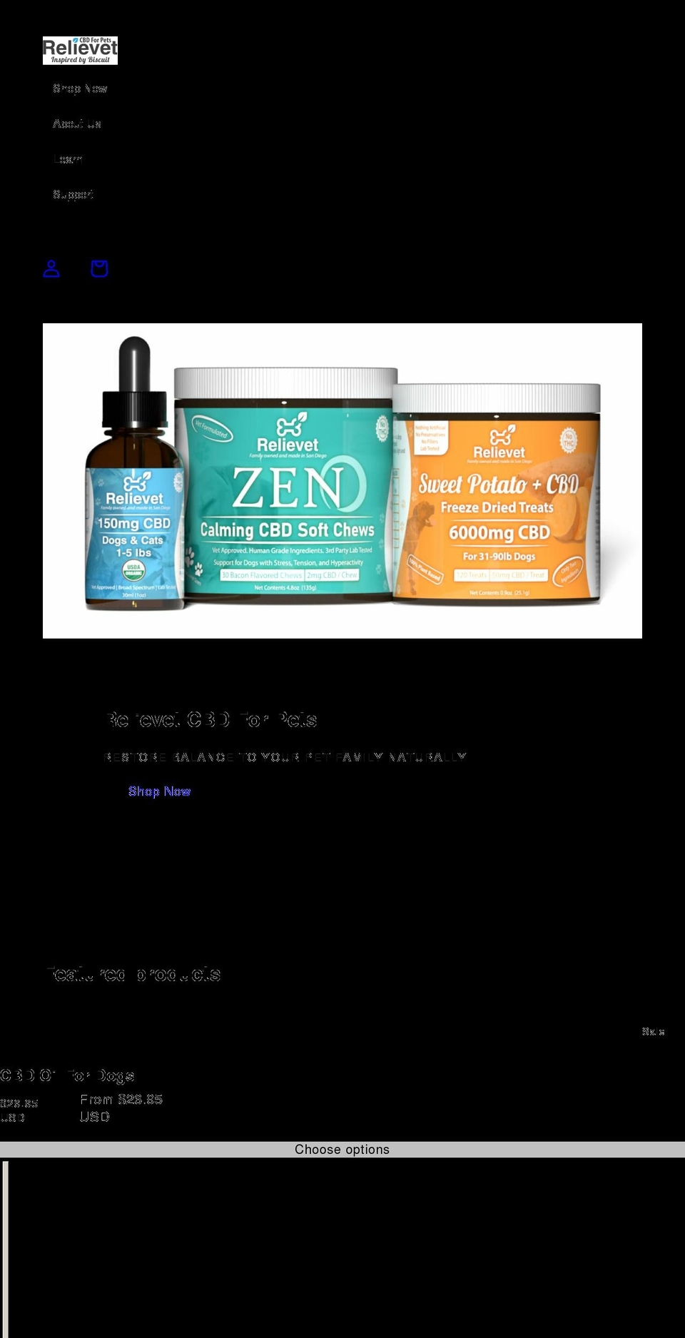 relievet.com shopify website screenshot