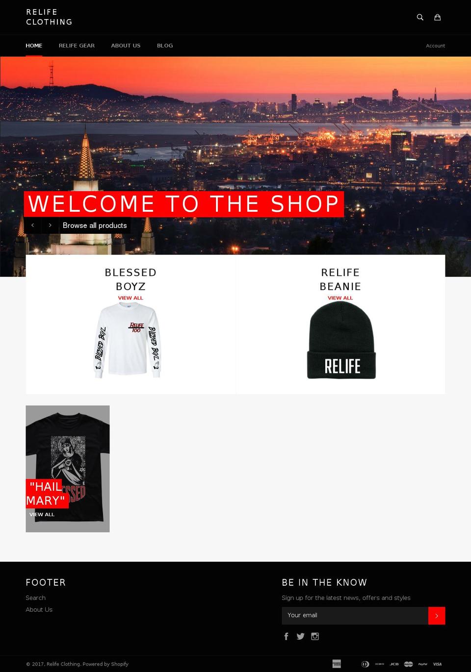 relifeclothing.com shopify website screenshot