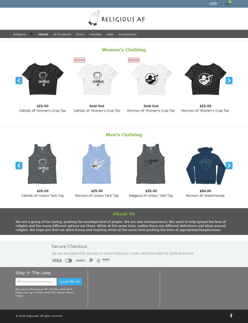 religiousaf.com shopify website screenshot