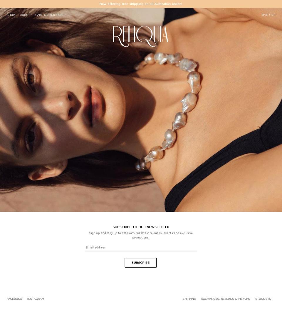 reliquiajewellery.com — Shopify storefront screenshot