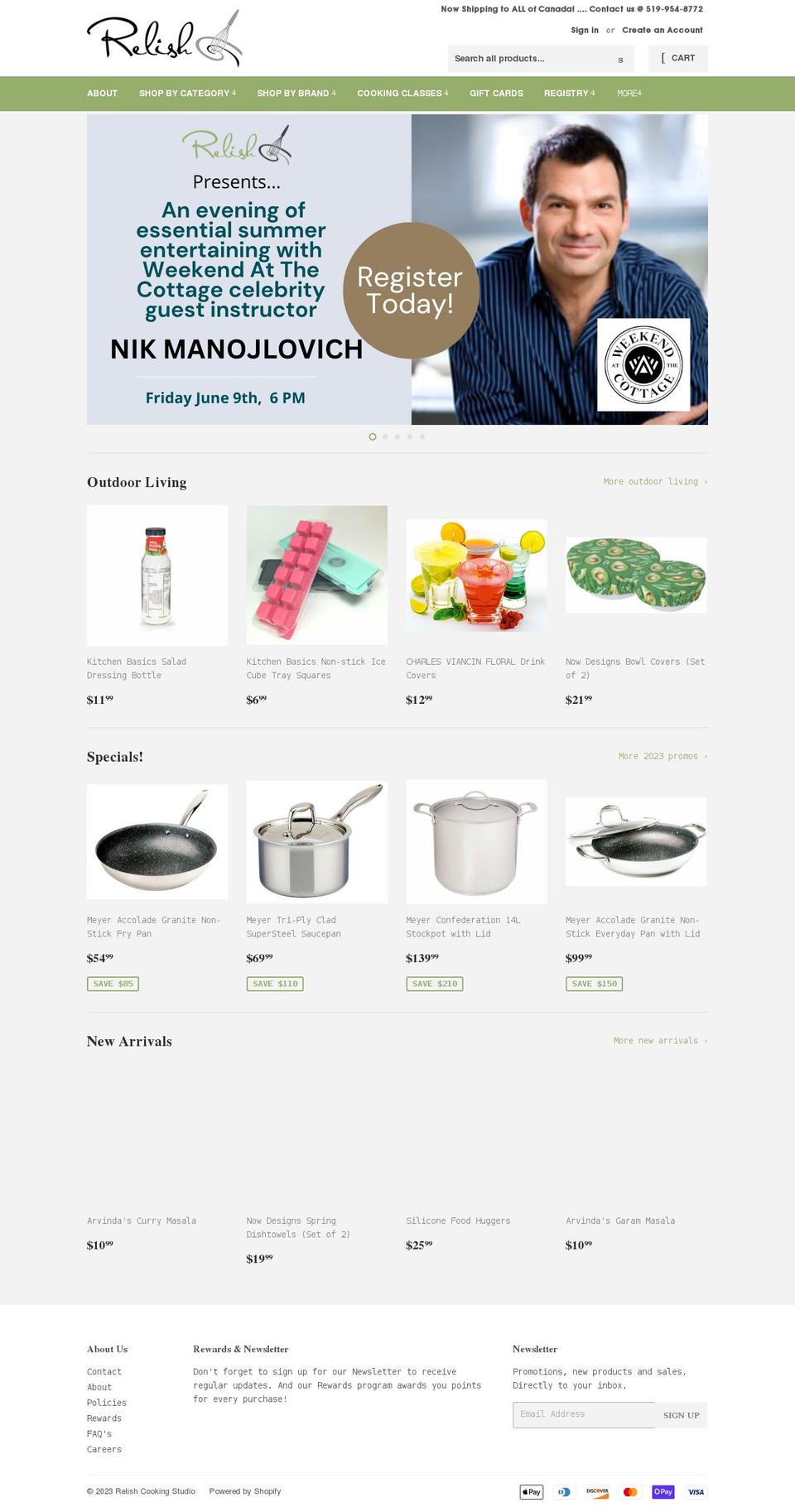 relishcookingstudio.com shopify website screenshot