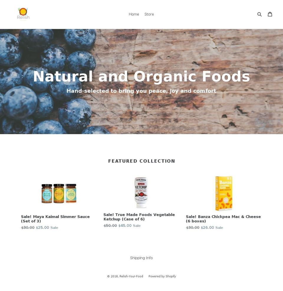 relishfood.net shopify website screenshot