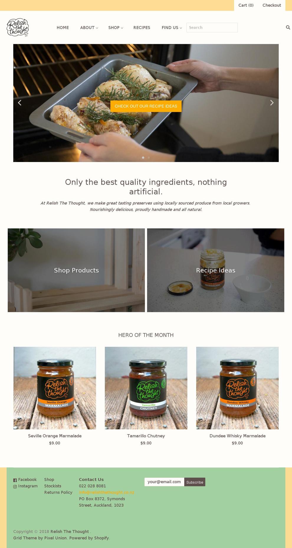 relishthethought.co.nz shopify website screenshot