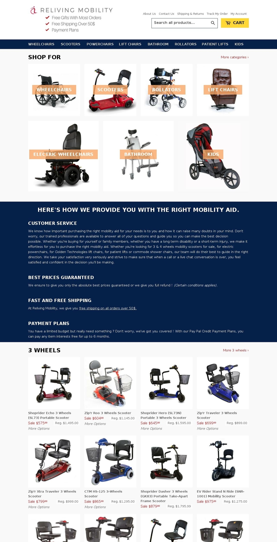 relivingmobility.com shopify website screenshot