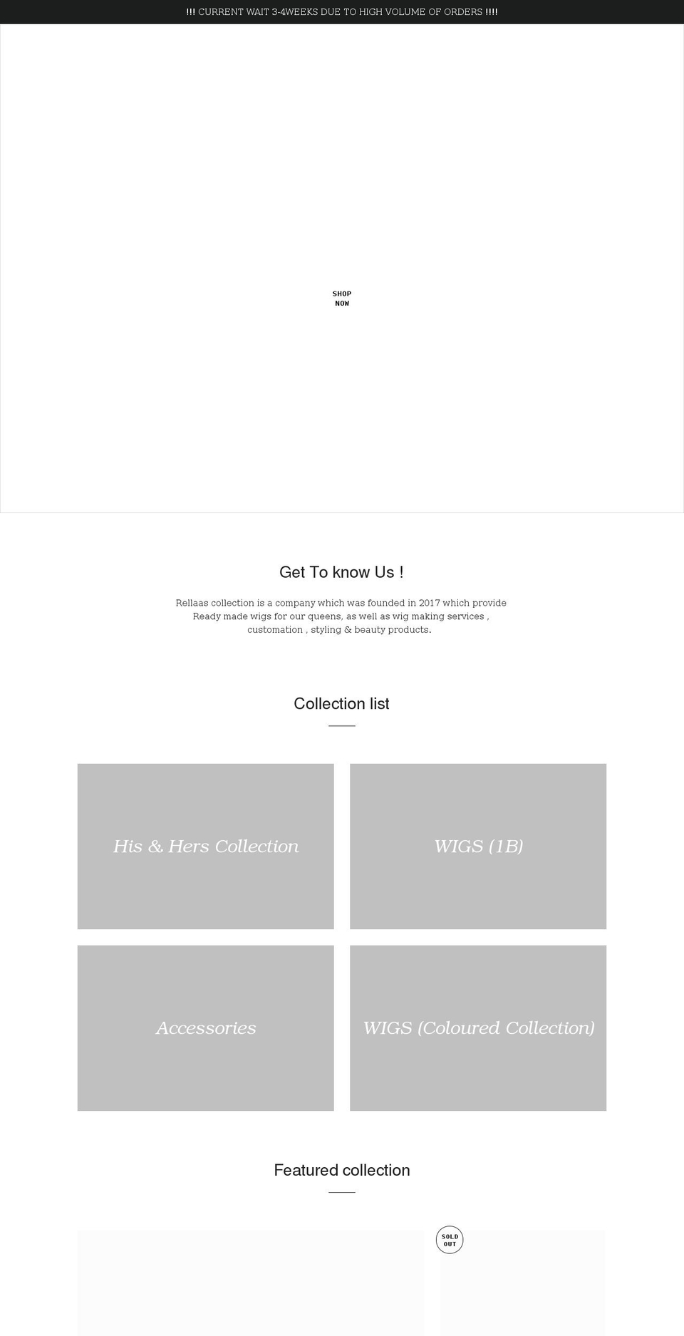 rellaascollection.co.uk shopify website screenshot