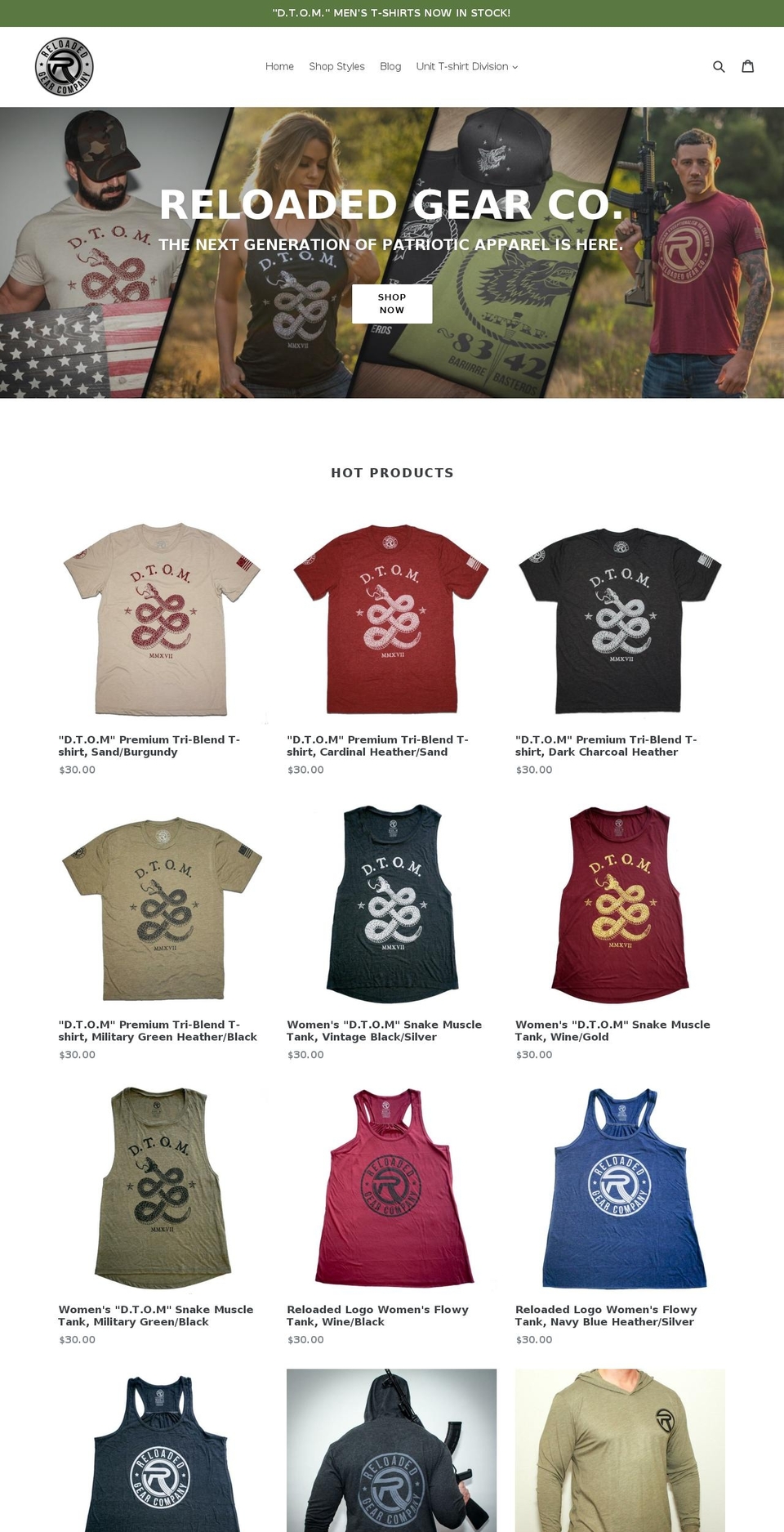 reloadedgear.com — Shopify storefront screenshot