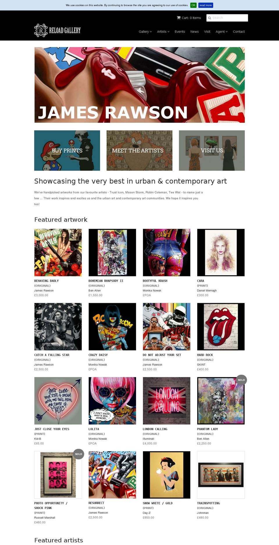 reloadgallery.com shopify website screenshot