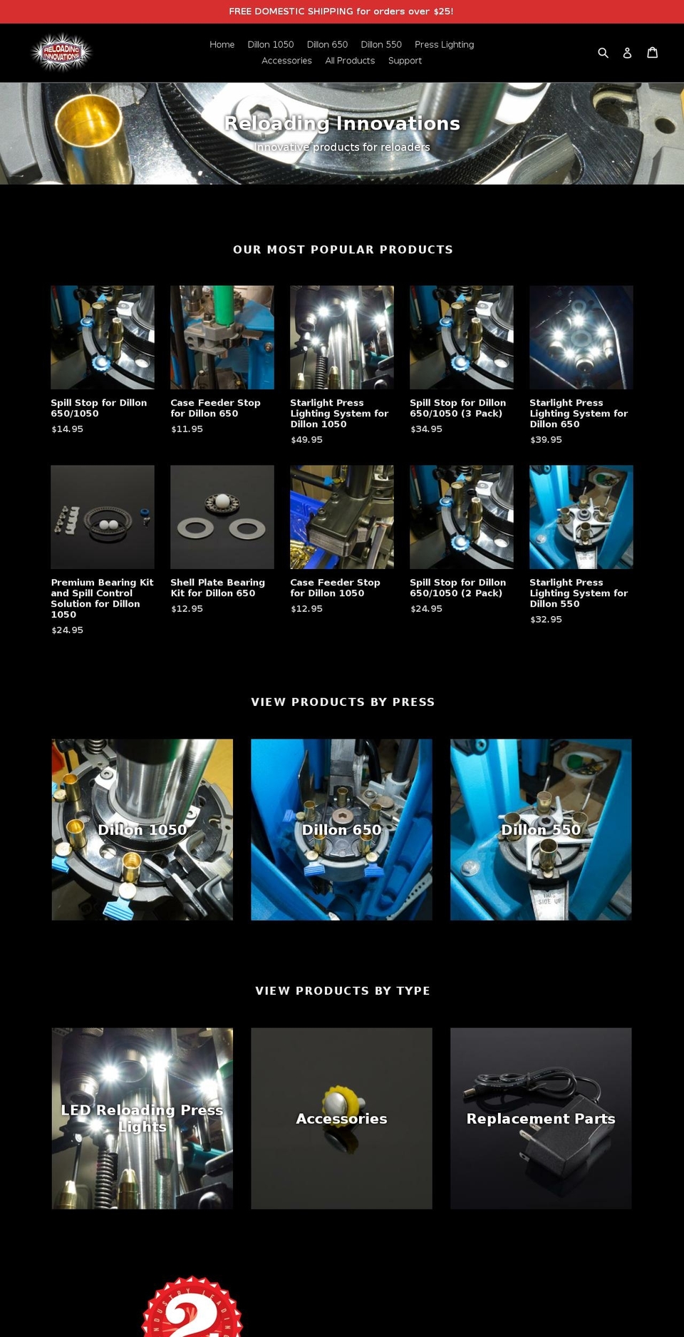 reloadinginnovations.com shopify website screenshot