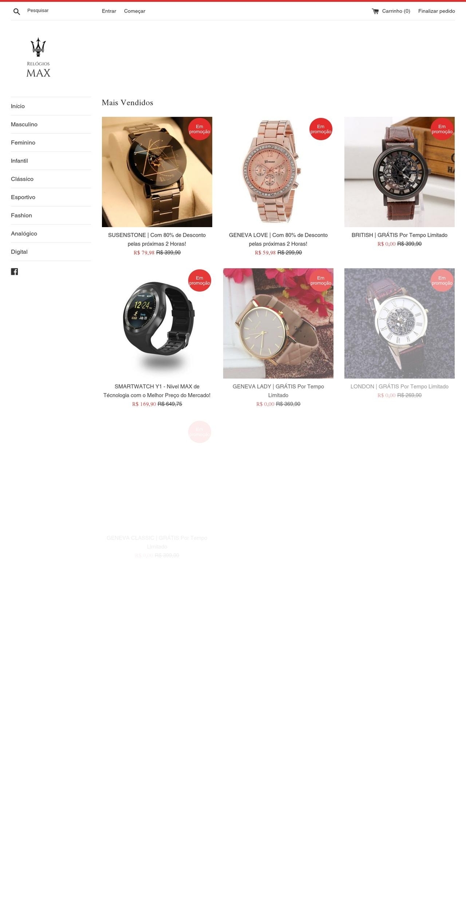 relogiosmax.com — Shopify storefront screenshot