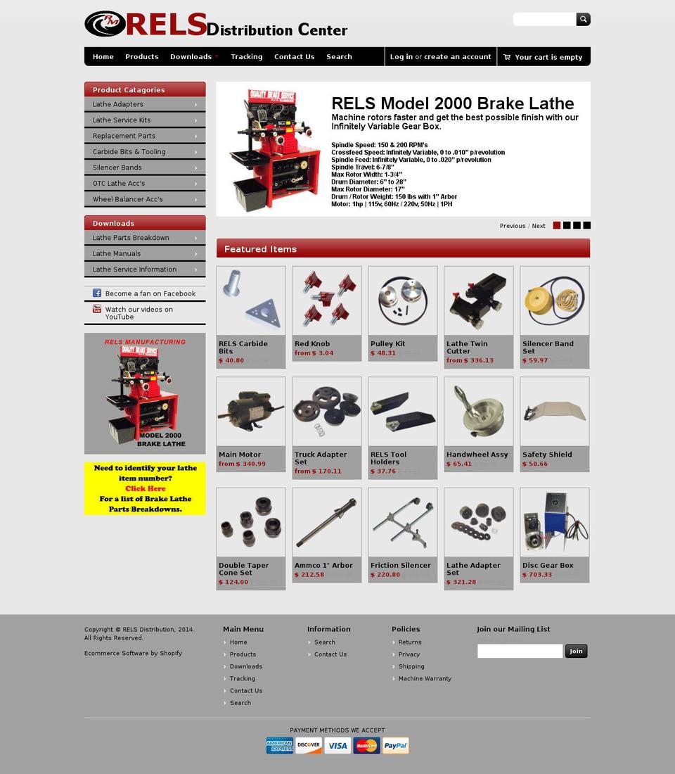 relsmanufacturing.com shopify website screenshot