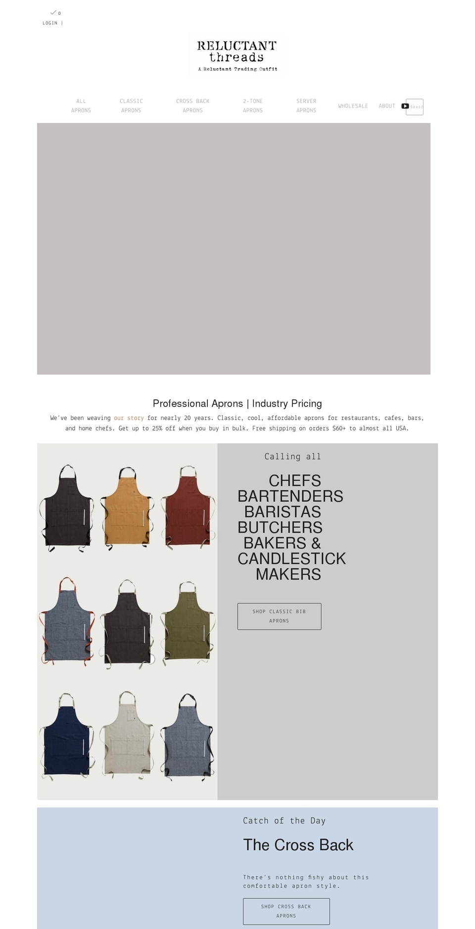 reluctantthreads.com shopify website screenshot