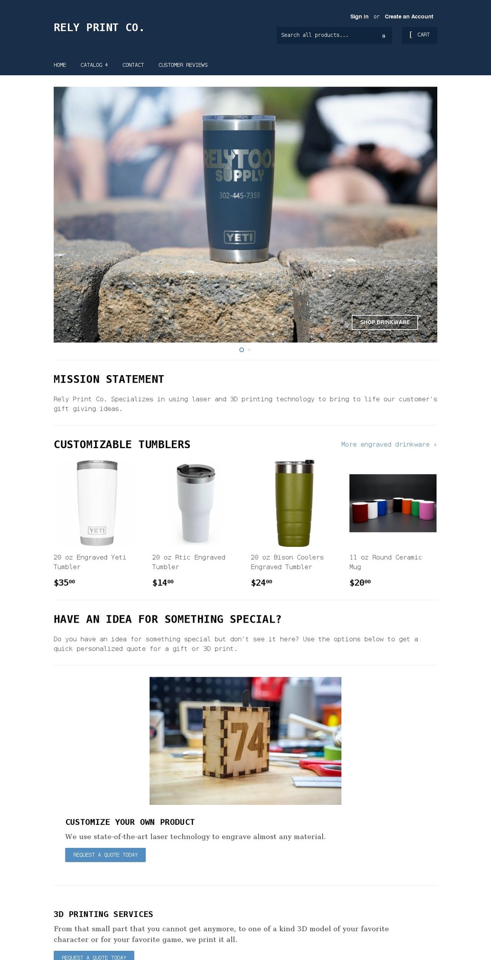 relyprint.com shopify website screenshot
