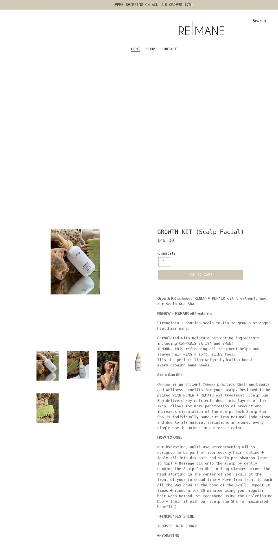remanehaircare.com shopify website screenshot