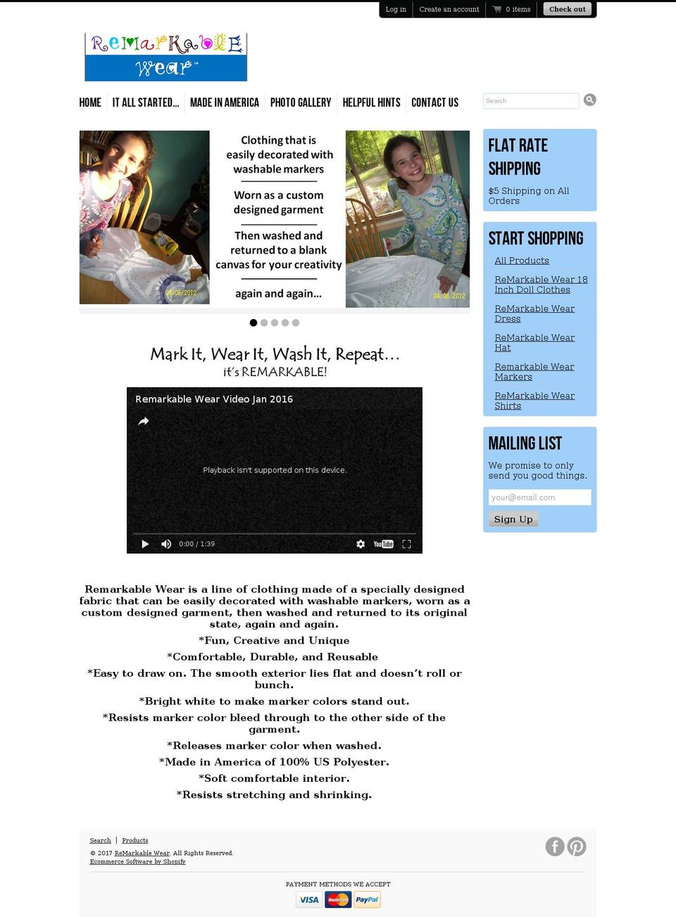 remarkablewear.com shopify website screenshot