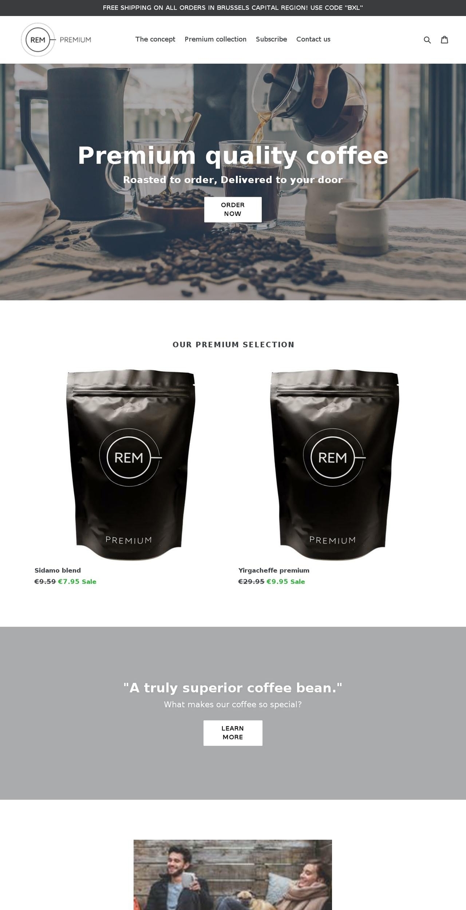 remcoffee.be shopify website screenshot