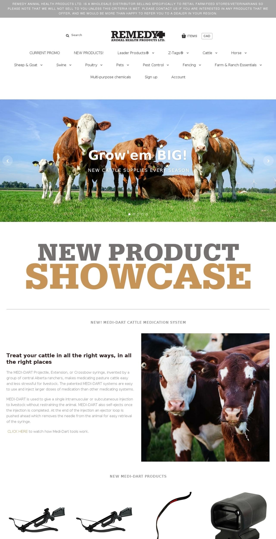 remedyanimalhealth.ca shopify website screenshot