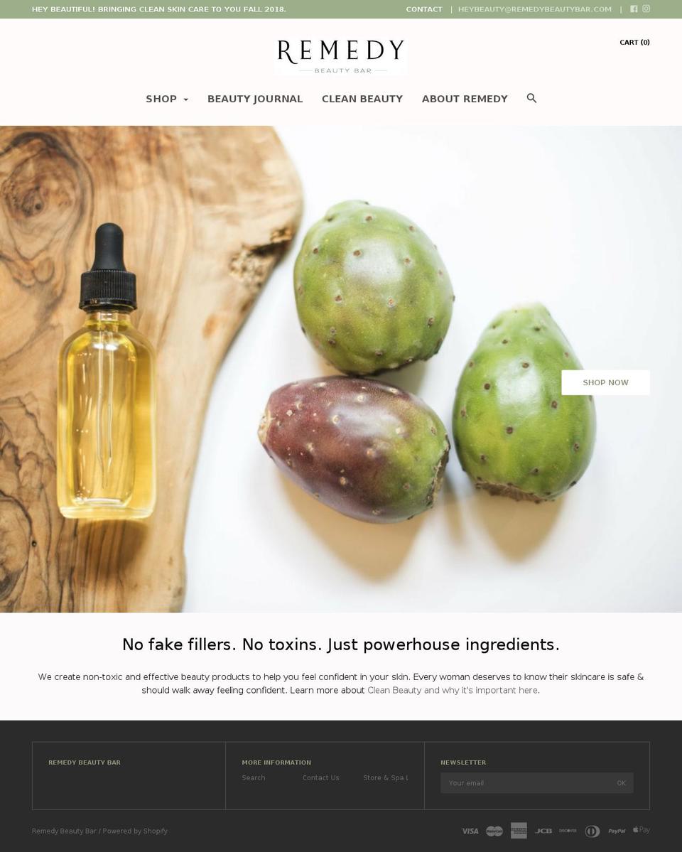 remedybeautybar.com — Shopify storefront screenshot