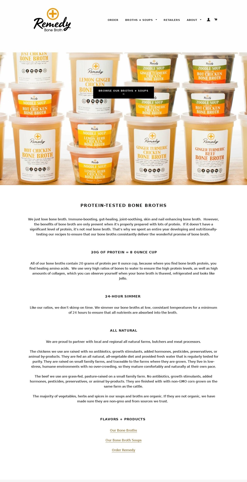 remedybonebroth.com shopify website screenshot