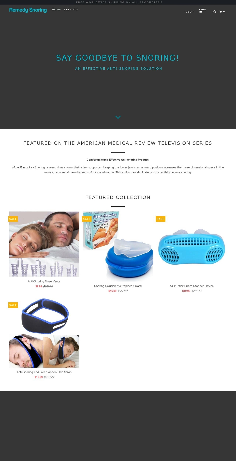 remedysnoring.com — Shopify storefront screenshot