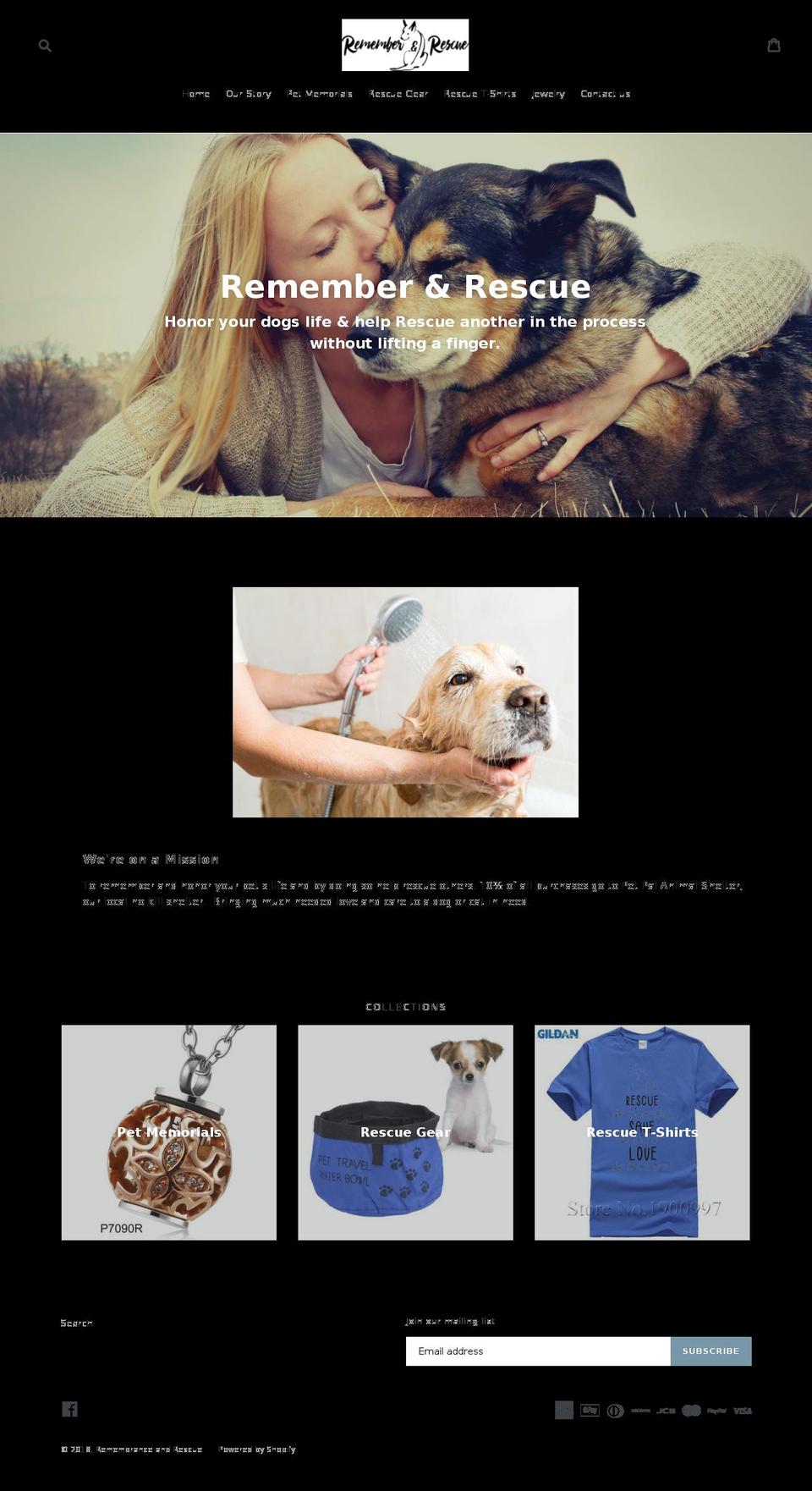 rememberandrescue.com — Shopify storefront screenshot
