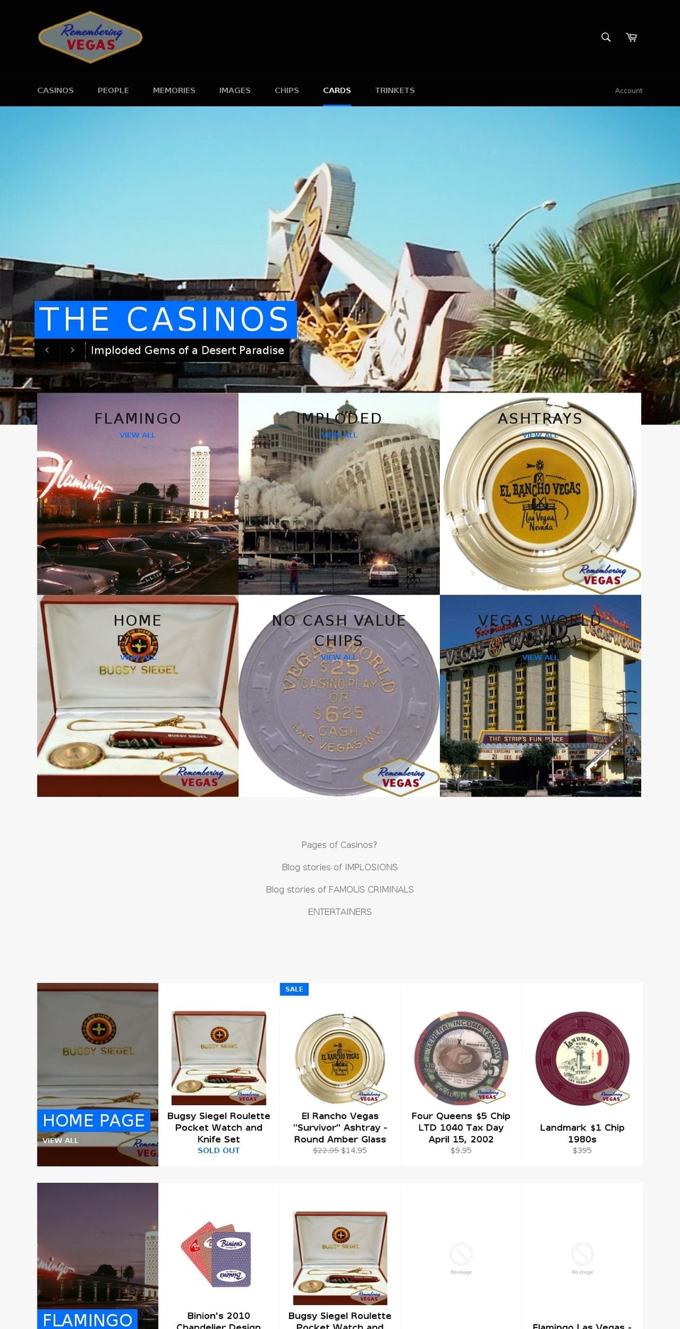 rememberingvegas.com shopify website screenshot