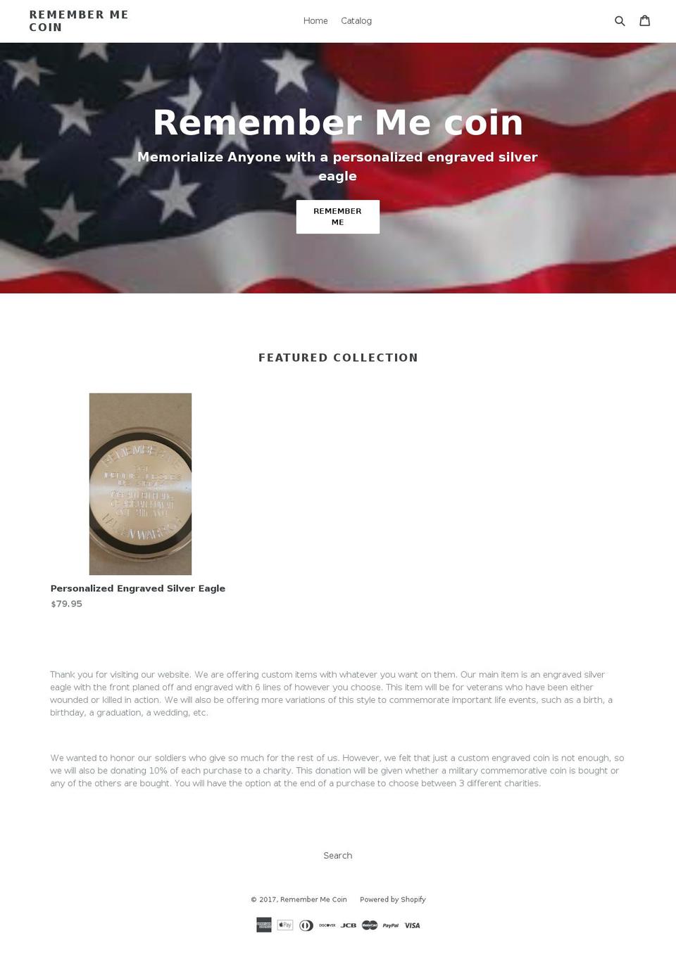 remembermecoin.com shopify website screenshot