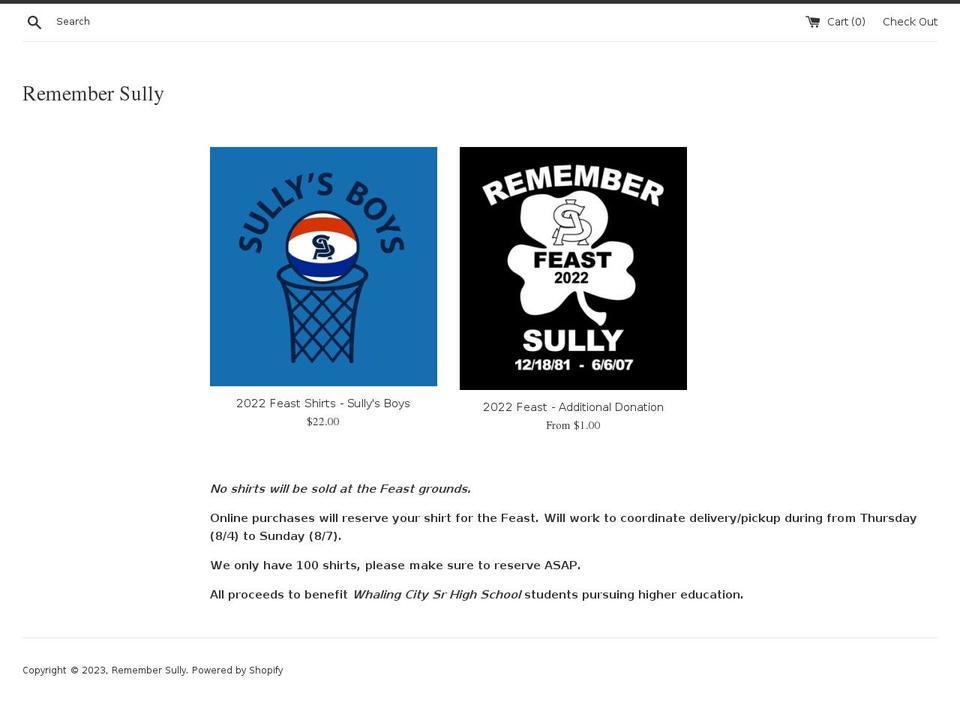 remembersully.org shopify website screenshot