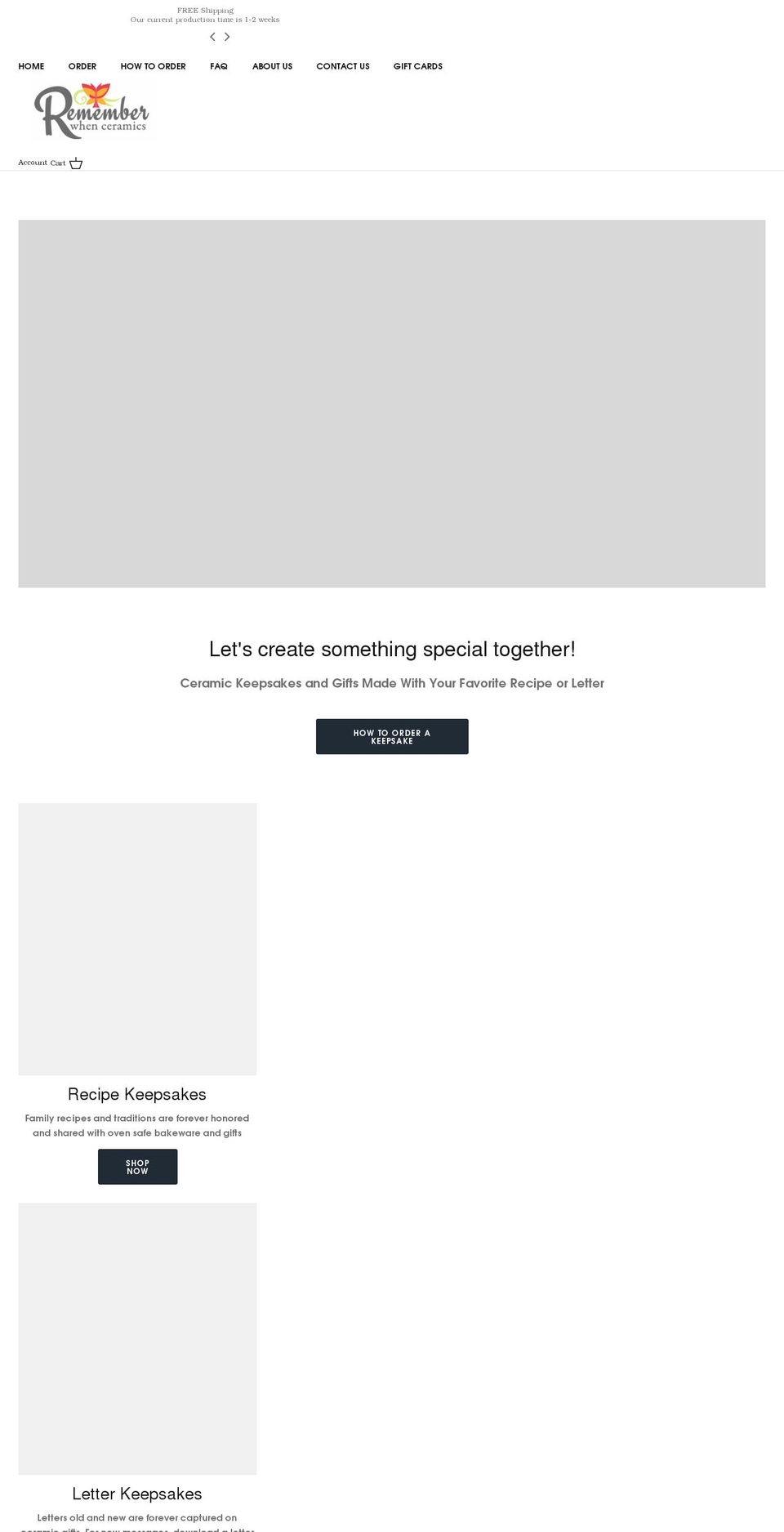 rememberwhenceramics.com shopify website screenshot