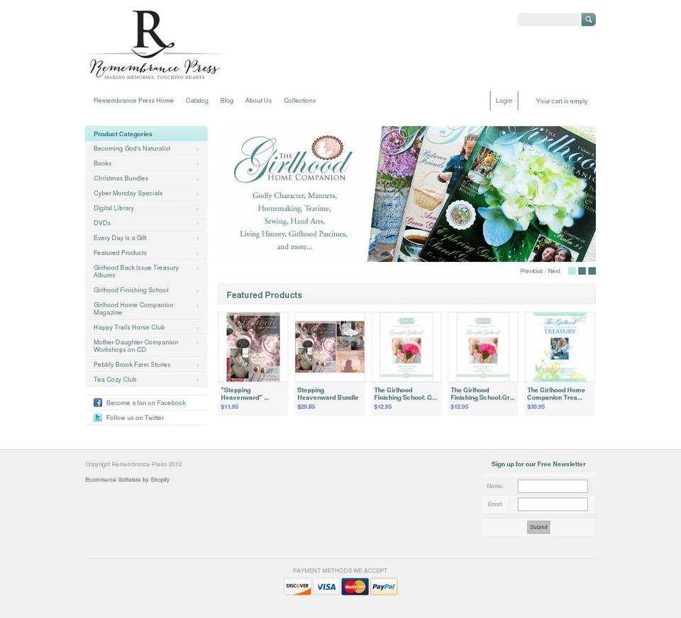 remembrancepress.myshopify.com shopify website screenshot