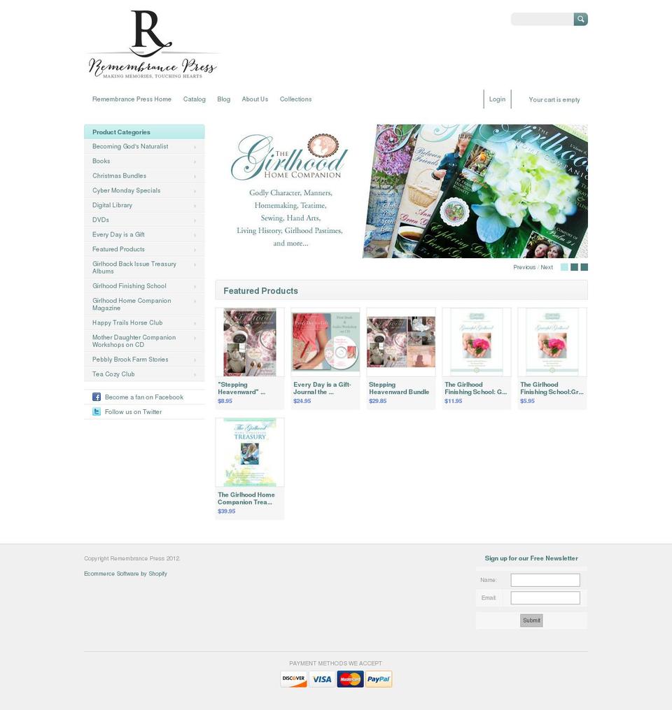 Megatronic Shopify theme site example remembrancepressbookstore.com