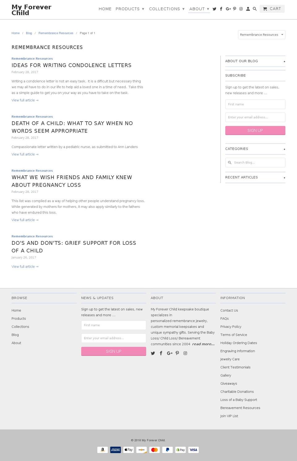 remembranceresources.com — Shopify storefront screenshot