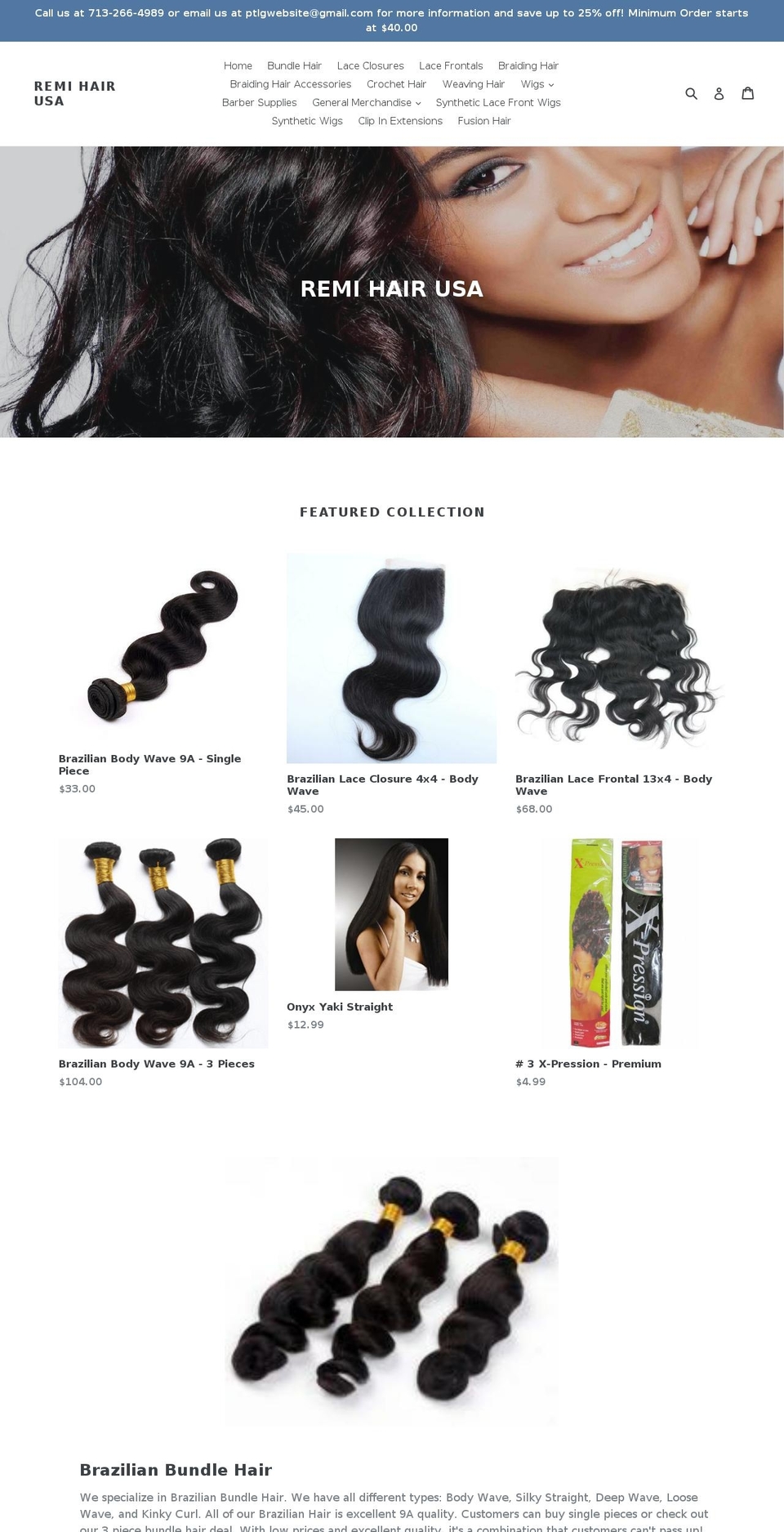 remihairusa.com shopify website screenshot