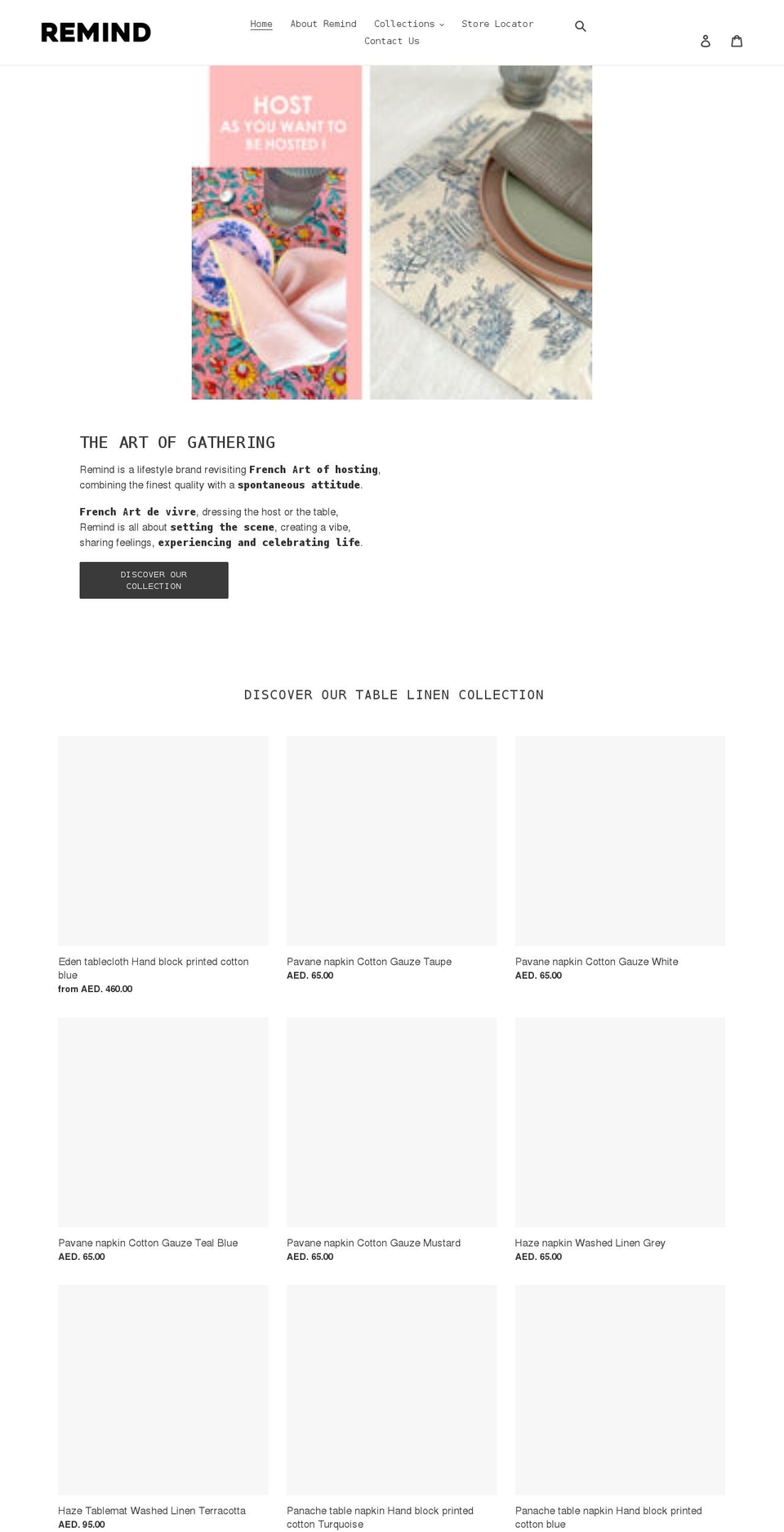 remind-collection.com shopify website screenshot