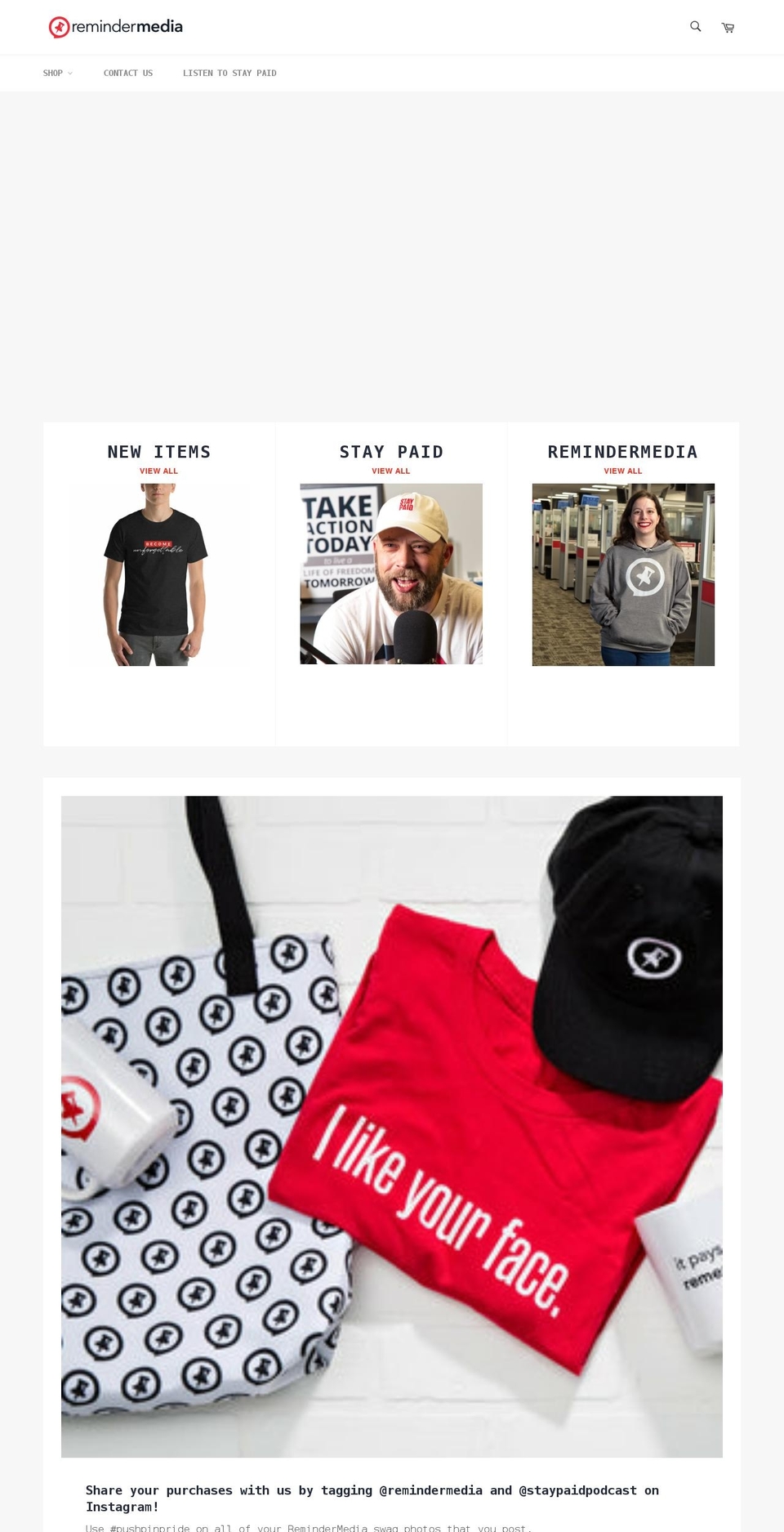 remindermedia.myshopify.com shopify website screenshot