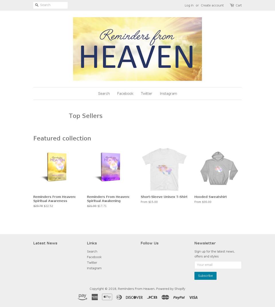 remindersfromheaven.com — Shopify storefront screenshot