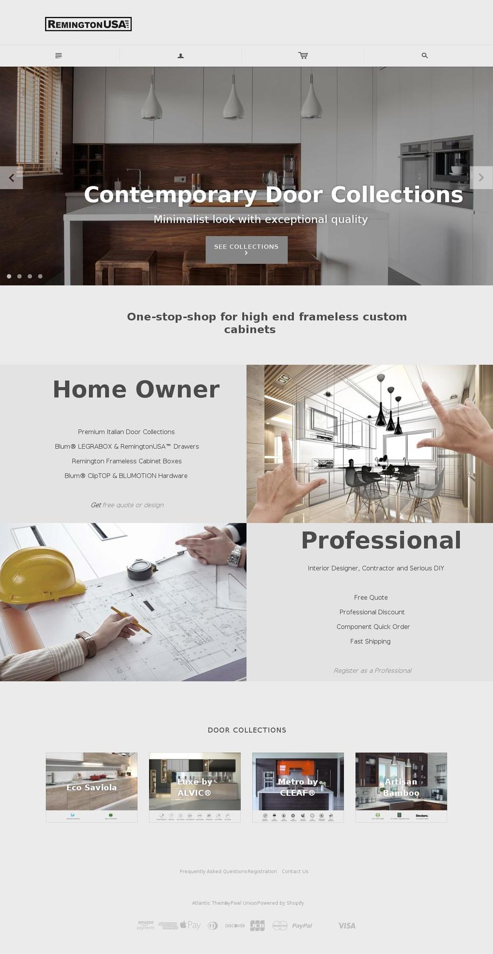 remingtoncabinets.com shopify website screenshot